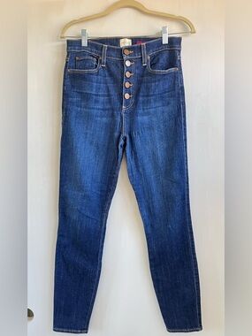 Alice + Olivia High-Rise Button-Fly Jeans - Deep Blue